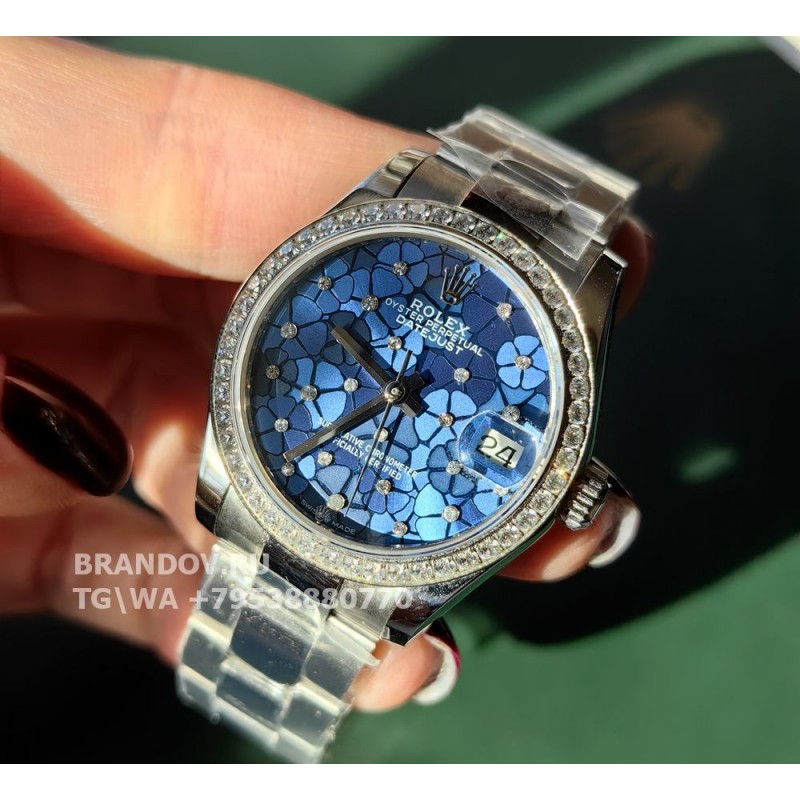 Копия часов Rolex datejust 31 mm flowers синий циферблат — общий вид