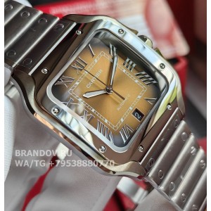 Часы Cartier Santos Large Steel Brown WSSA0064 комплект — циферблат крупным планом