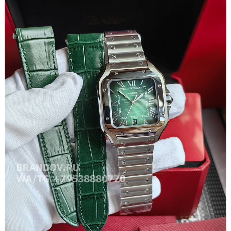 Часы Cartier Santos Large Steel Green WSSA0062 комплект — общий вид