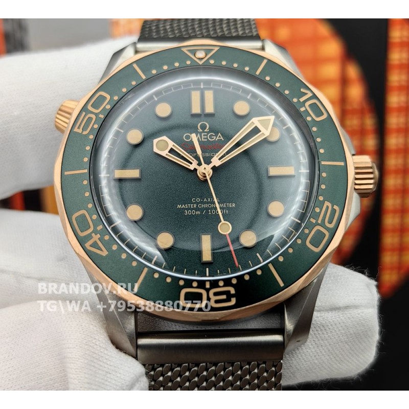 Копия часов Omega Seamaster Titanium & Bronze Gold + Box 210.90.42.20.10.001 42 мм — общий вид