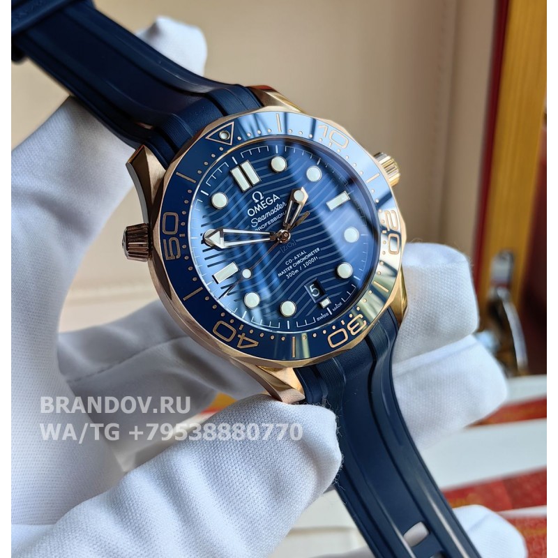 Часы Omega Seamaster Diver 300 Blue Gold 42 mm 210.62.42.20.03.001 комплект — общий вид