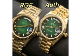 Rolex Day-Date RGF против оригинала: золото и зеленый циферблат