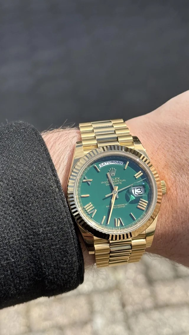 Rolex Day-Date 36 QF с зеленым циферблатом и браслетом President