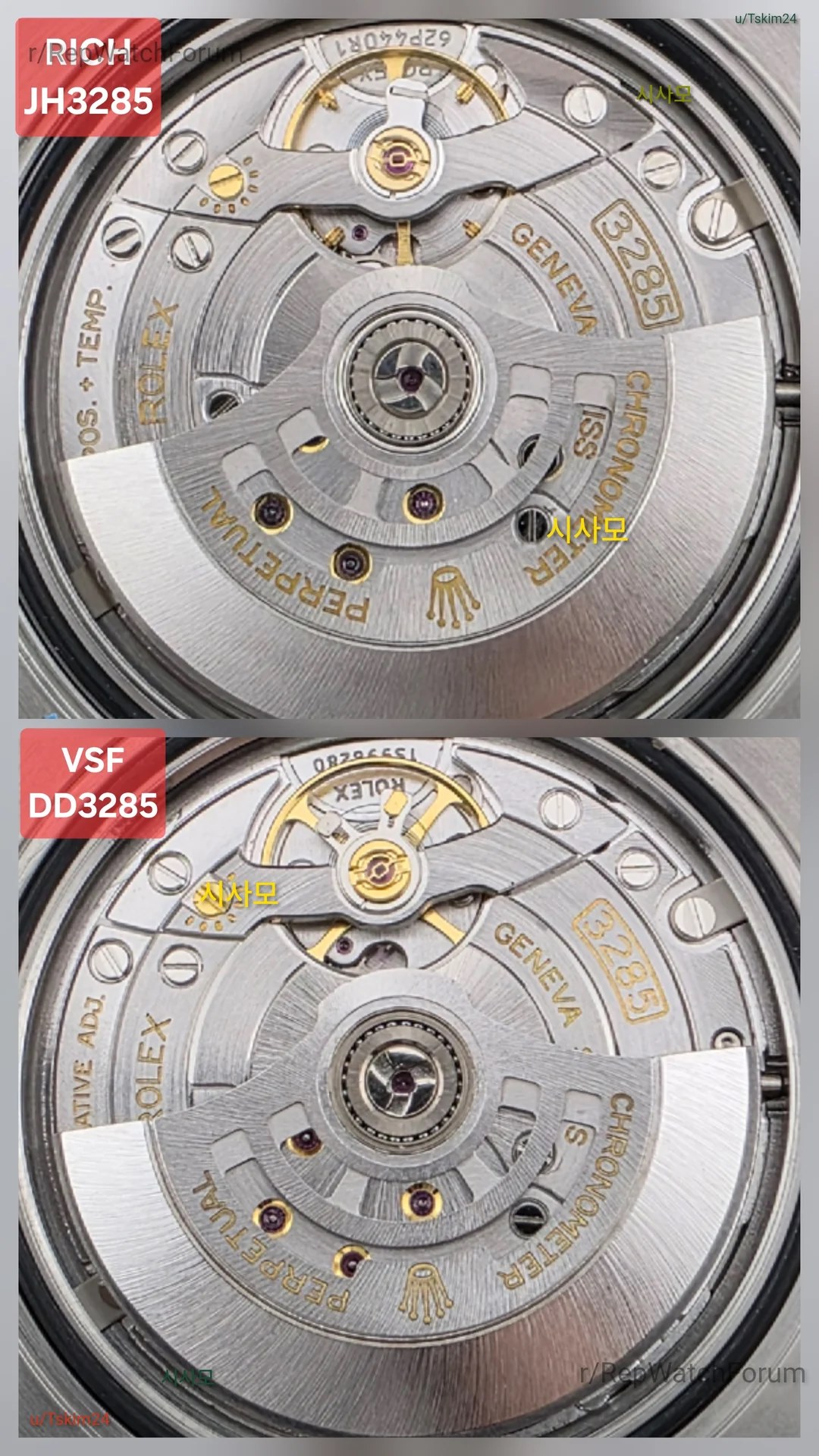 Ротор и отделка механизмов Rolex GMT-Master II RICH и VSF