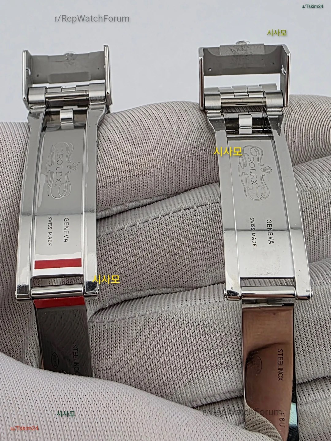 Раскрытые застёжки браслетов Rolex Pepsi RICH и VSF