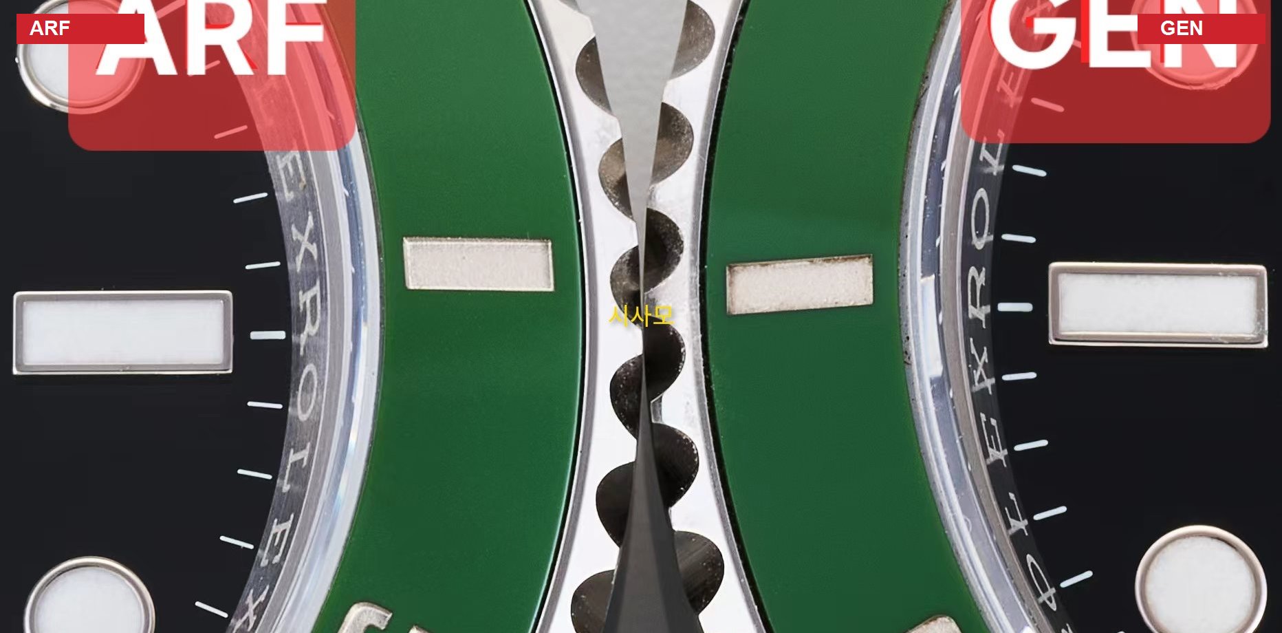 Зеленый керамический безель Rolex 126610LV MK2 ARF крупным планом