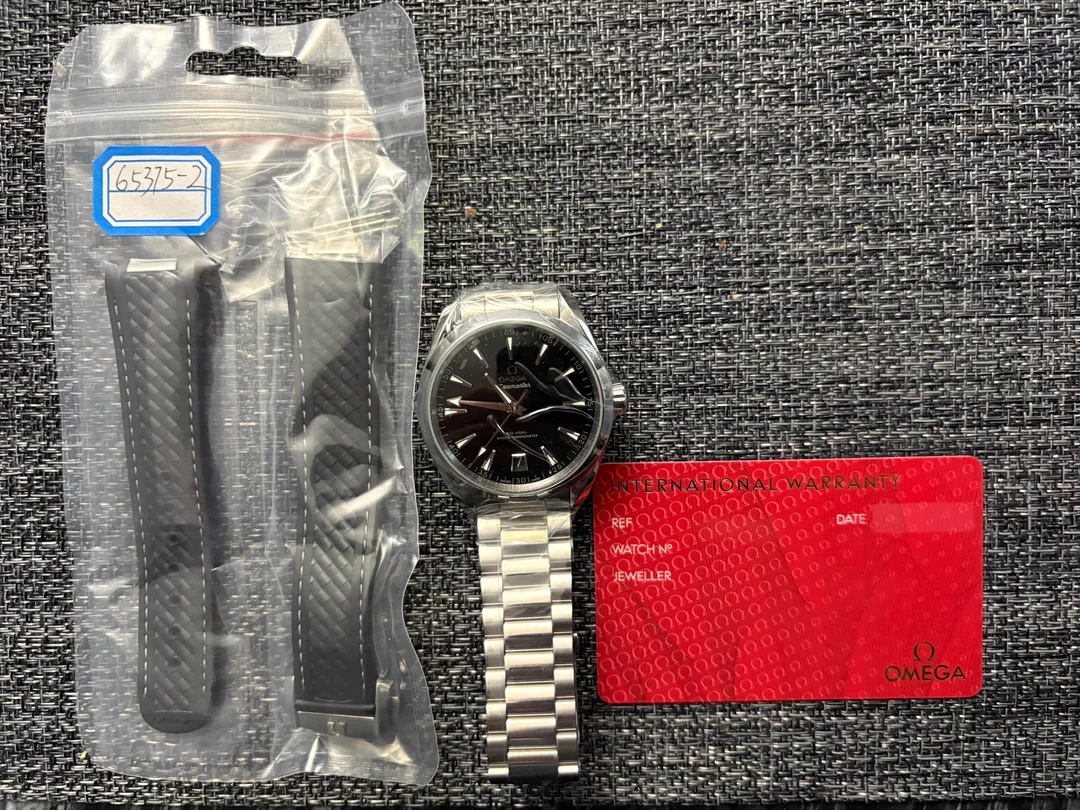 Комплект Omega Aqua Terra Black VSF с браслетом и резиновым ремешком