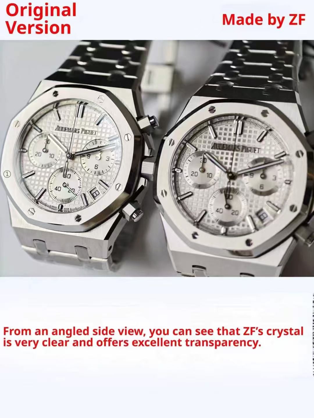 Стекло и циферблат Audemars Piguet Royal Oak 26240 ZF под углом