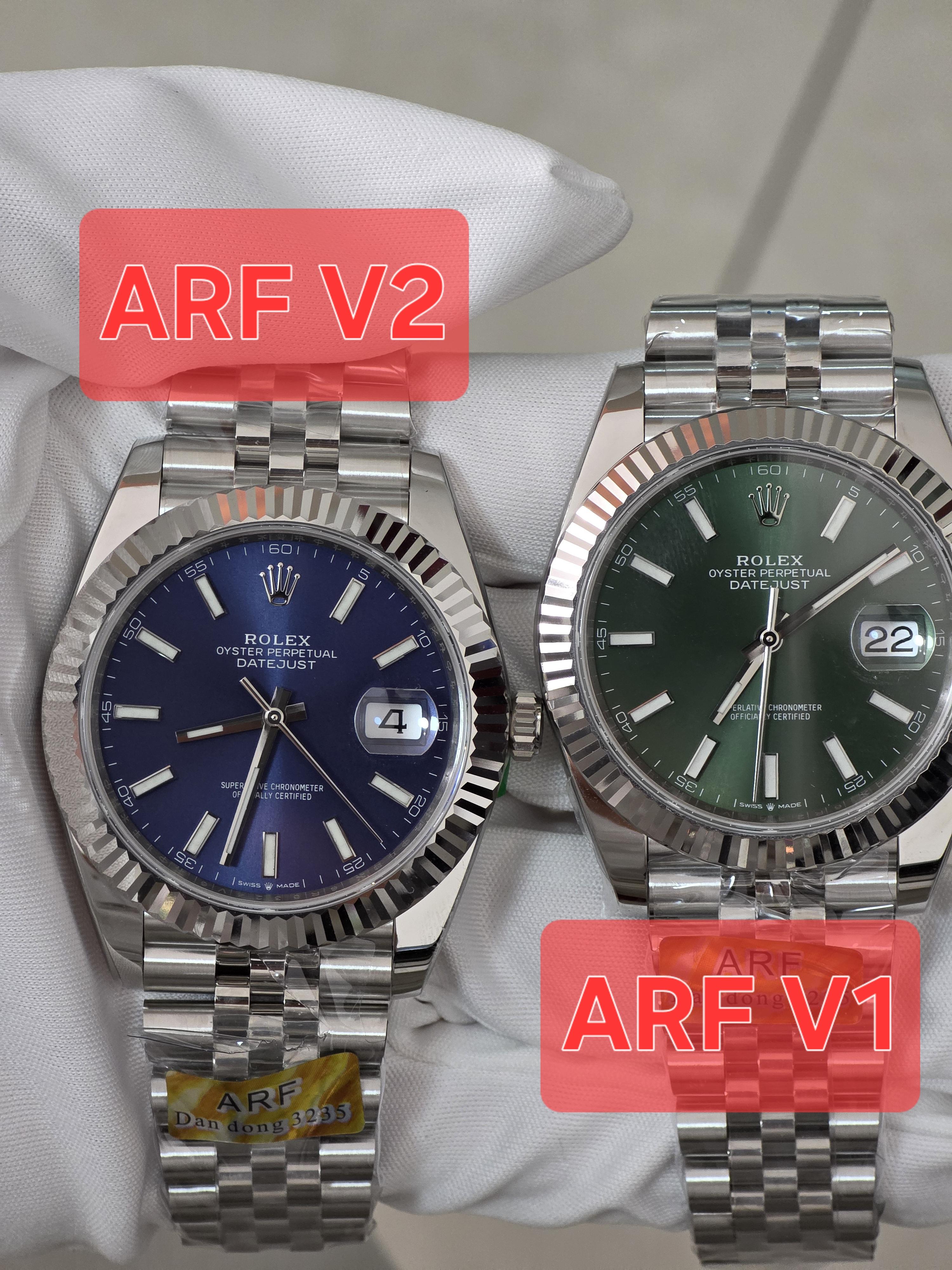Сравнение рифленых безелей Rolex Datejust ARF V2 и предыдущей версии