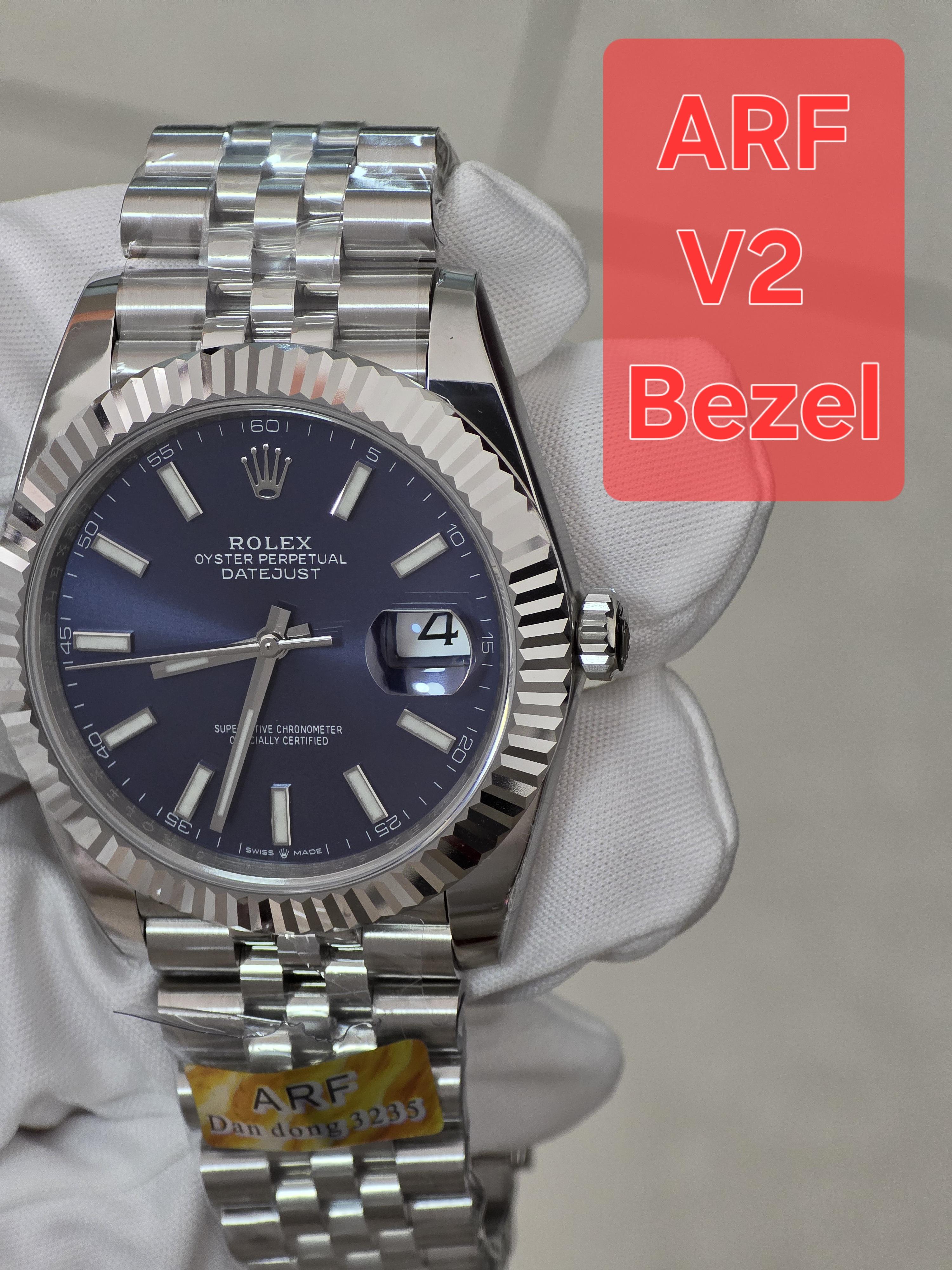Синий циферблат и рифленый безель Rolex Datejust ARF V2
