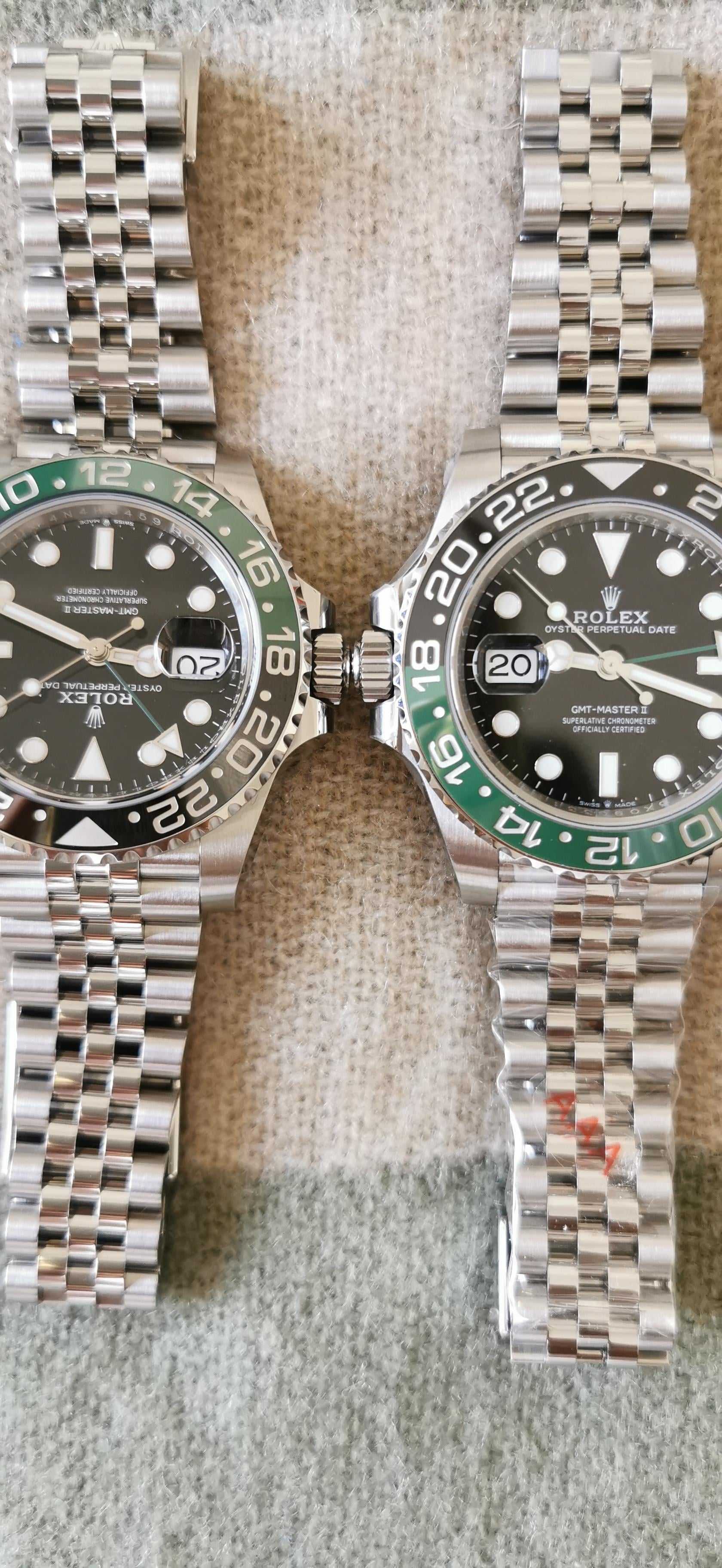 Керамическая вставка и цифры безеля Rolex GMT Sprite VSF и оригинала