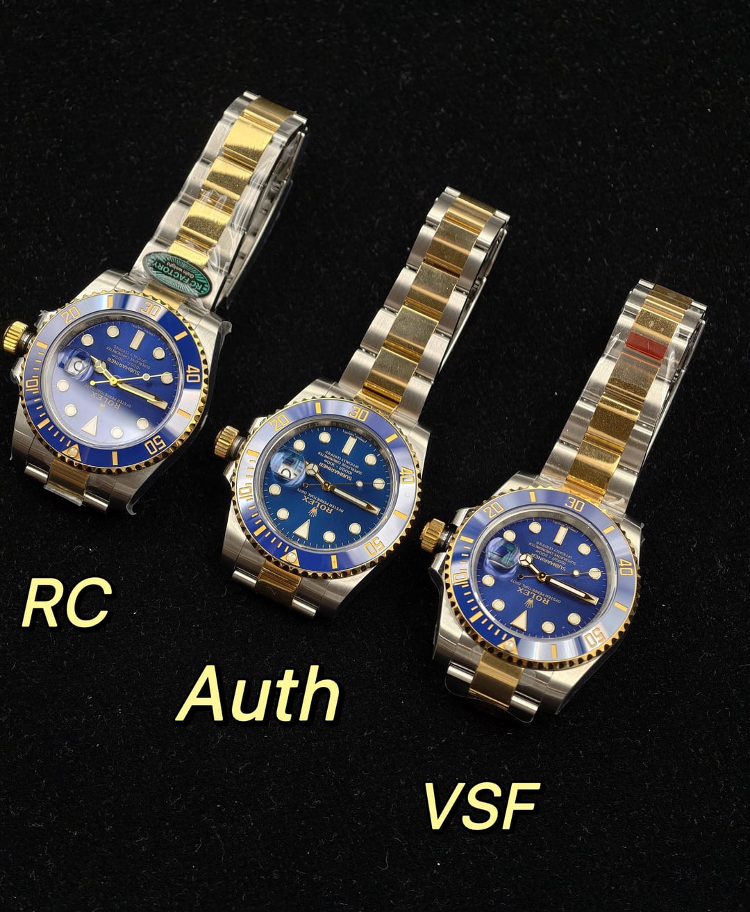 Сравнение пропорций корпуса Submariner 116613LB RC, оригинала и VSF