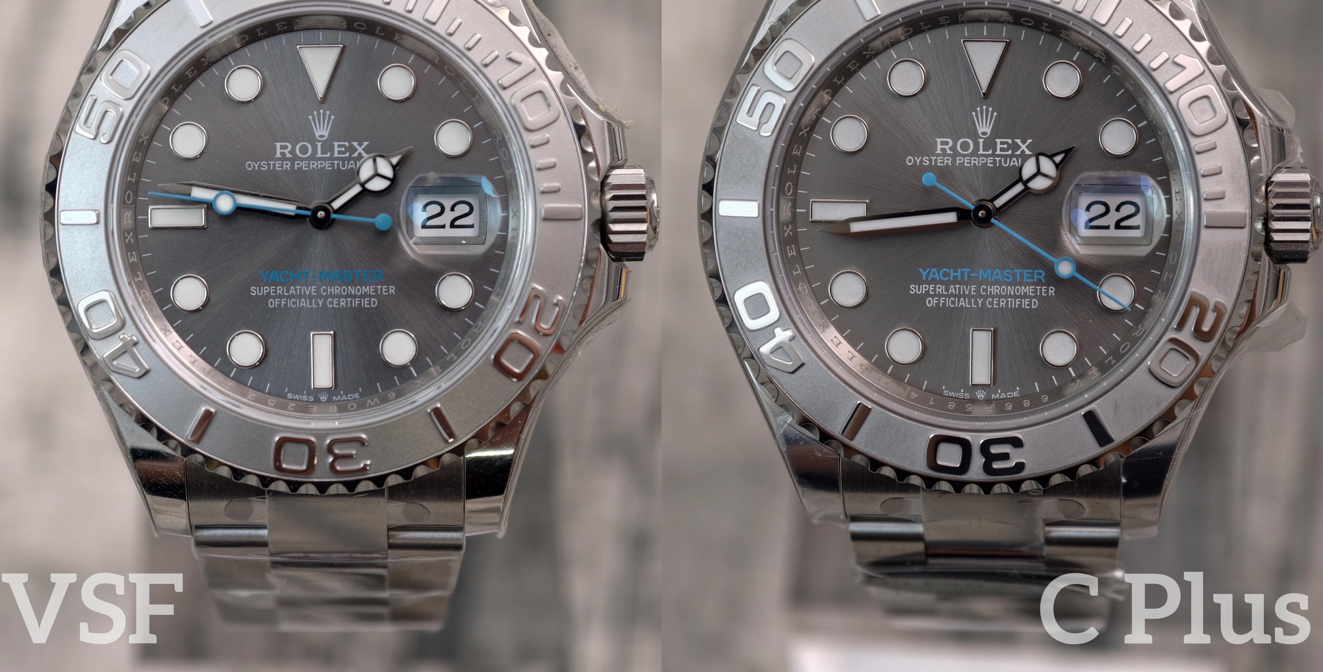 Сравнение безелей Yacht-Master 126622 от VSF и C+ Factory